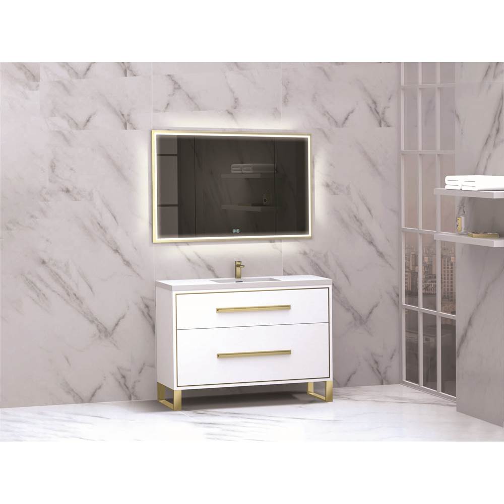 Madeli - Madeli Pinnacle 48C'' Free standing Vanity Cabinet in White/HW: Polished Nickel(PN) - White With Polished Nickel