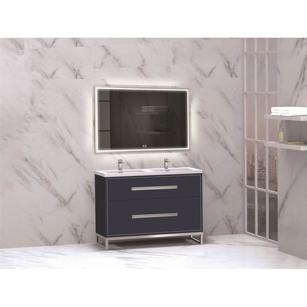 Madeli - Madeli Pinnacle 48D'' Free standing Vanity Cabinet in Sapphire/HW: Satin Brass(SB) - Sapphire With Satin Brass