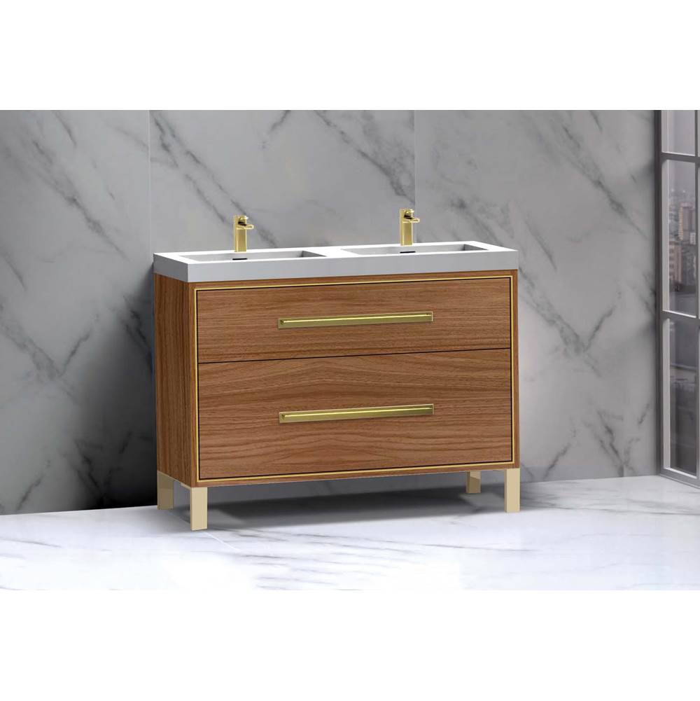 Madeli - Madeli Pinnacle 48D'' Free standing Vanity Cabinet in Natural Walnut/HW: Polished Chrome(PC) - Natural Walnut With Polished Chrome