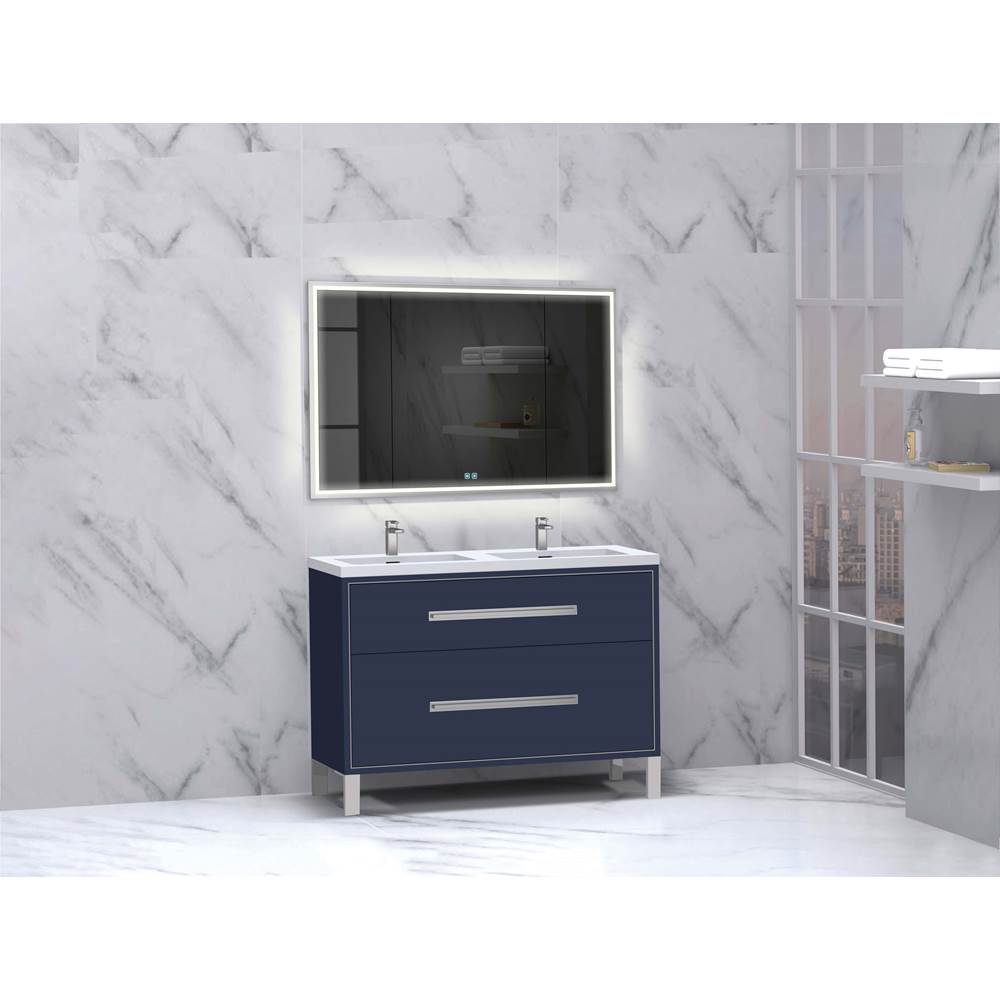 Madeli - Madeli Pinnacle 48D'' Free standing Vanity Cabinet in Sapphire/HW: Satin Brass(SB) - Sapphire With Satin Brass