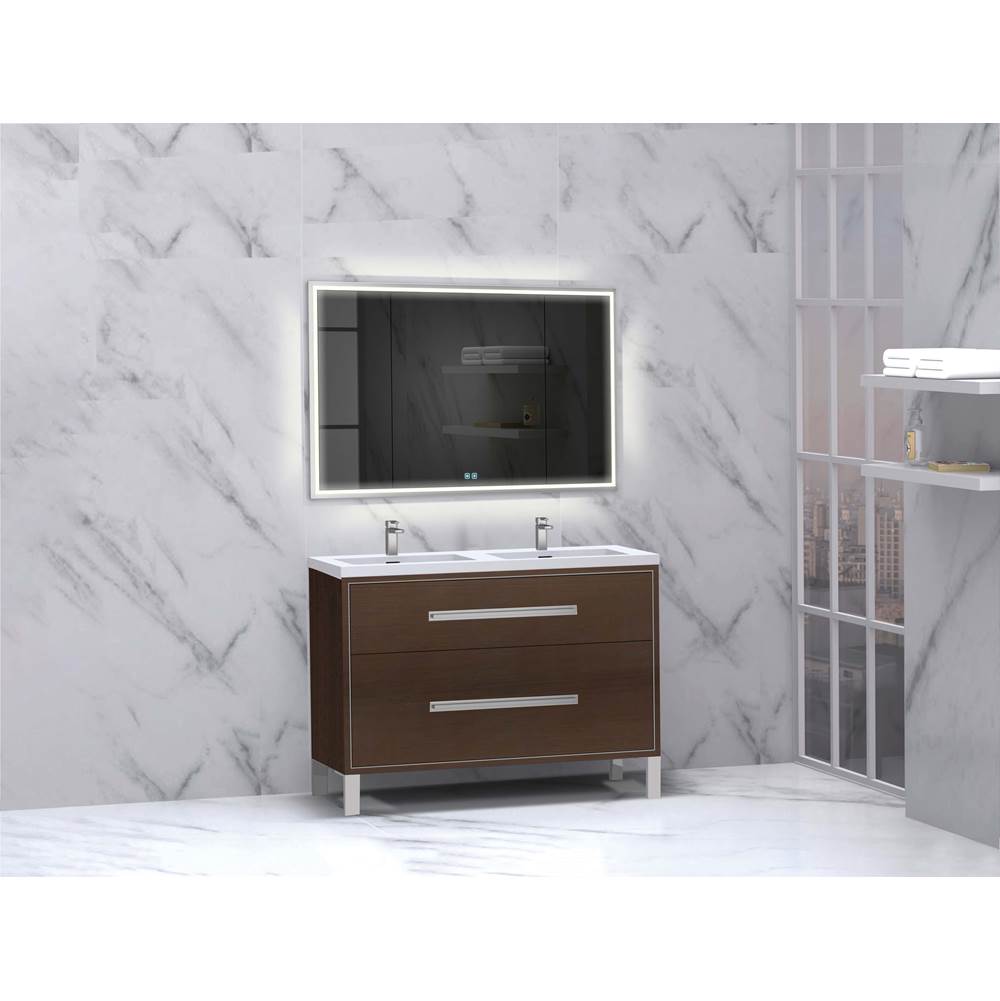 Madeli - Madeli Pinnacle 48D'' Free standing Vanity Cabinet in Walnut/HW: Polished Chrome(PC) - Walnut With Polished Chrome