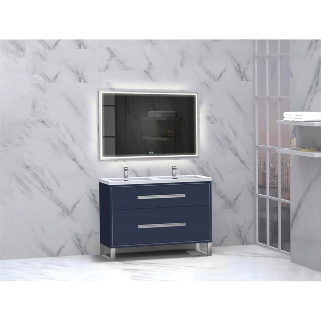 Madeli - Madeli Pinnacle 48D'' Free standing Vanity Cabinet in Sapphire/HW: Polished Chrome(PC) - Sapphire With Polished Chrome