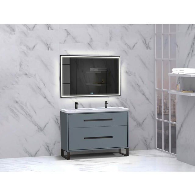 Madeli - Madeli Pinnacle 48D'' Free standing Vanity Cabinet in Studio Grey/HW: Polished Chrome(PC) - Studio Gray With Polished Chrome
