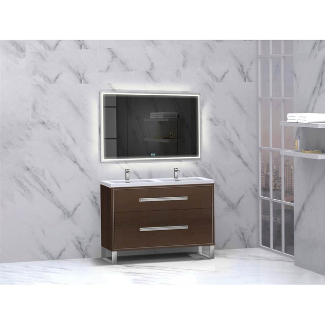 Madeli - Madeli Pinnacle 48D'' Free standing Vanity Cabinet in Walnut/HW: Polished Chrome(PC) - Walnut With Polished Chrome