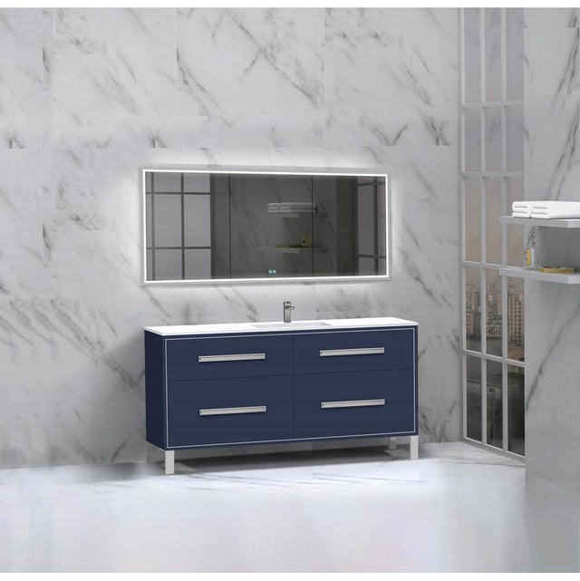 Madeli - Madeli Pinnacle 60C'' Free standing Vanity Cabinet in Sapphire/HW: Brushed Nickel(BN) - Sapphire With Brushed Nickel