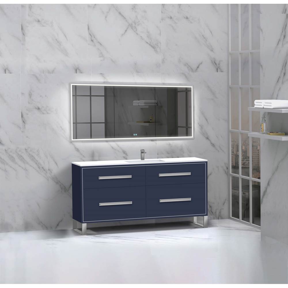 Madeli - Madeli Pinnacle 60C'' Free standing Vanity Cabinet in Sapphire/HW: Brushed Nickel(BN) - Sapphire With Brushed Nickel