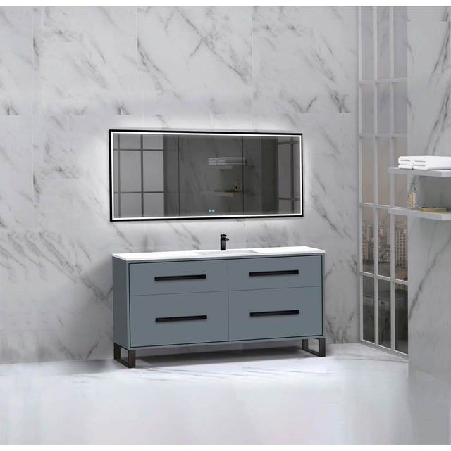 Madeli - Madeli Pinnacle 60C'' Free standing Vanity Cabinet in Studio Grey/HW: Polished Nickel(PN) - Studio Gray With Polished Nickel