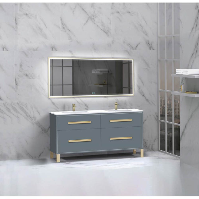 Madeli - Madeli Pinnacle 60D'' Free standing Vanity Cabinet in Studio Grey/HW: Brushed Nickel(BN) - Studio Gray With Brushed Nickel