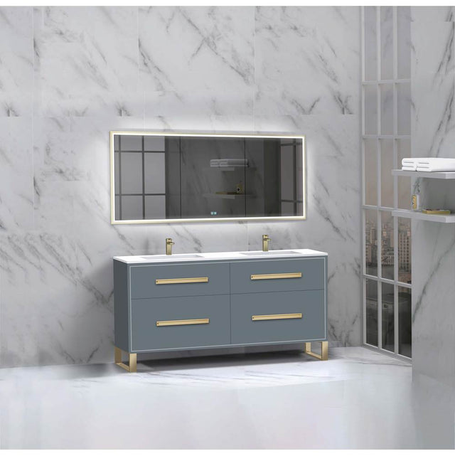 Madeli - Madeli Pinnacle 60D'' Free standing Vanity Cabinet in Studio Grey/HW: Polished Chrome(PC) - Studio Gray With Polished Chrome