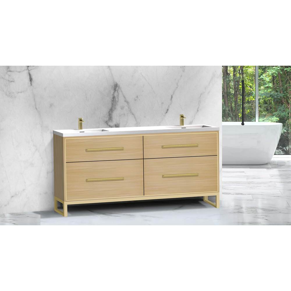 Madeli - Madeli Pinnacle 72'' Free standing Vanity Cabinet in Natural Oak/HW: Polished Chrome(PC) - Natural Oak With Polished Chrome
