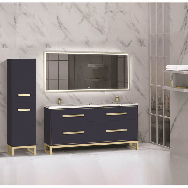 Madeli - Madeli Pinnacle 72'' Free standing Vanity Cabinet in Sapphire/HW: Polished Chrome(PC) - Sapphire With Polished Chrome