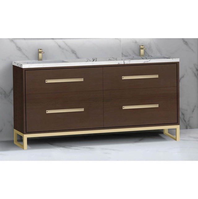 Madeli - Madeli Pinnacle 72'' Free standing Vanity Cabinet in Walnut/HW: Polished Nickel(PN) - Walnut With Polished Nickel