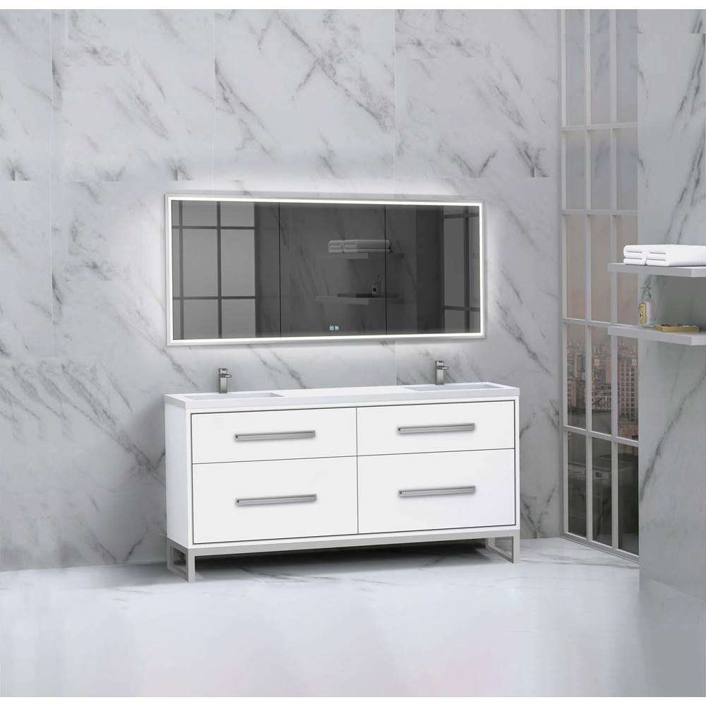 Madeli - Madeli Pinnacle 72'' Free standing Vanity Cabinet in White/HW: Matte Black(MB) - White With Matte Black