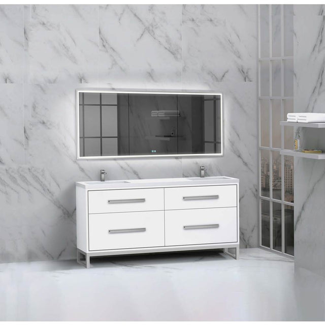 Madeli - Madeli Pinnacle 72'' Free standing Vanity Cabinet in White/HW: Matte Black(MB) - White With Matte Black