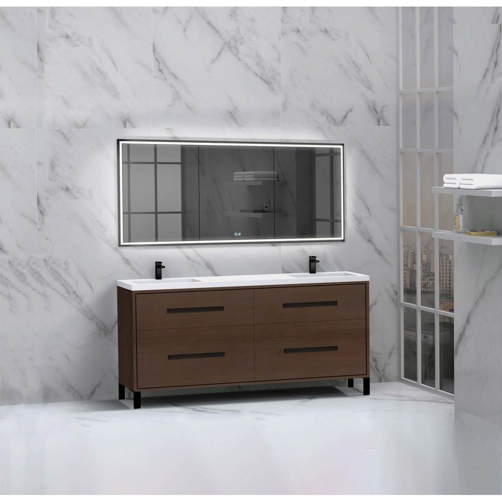 Madeli - Madeli Pinnacle 72'' Free standing Vanity Cabinet in Walnut/HW: Polished Nickel(PN) - Walnut With Polished Nickel