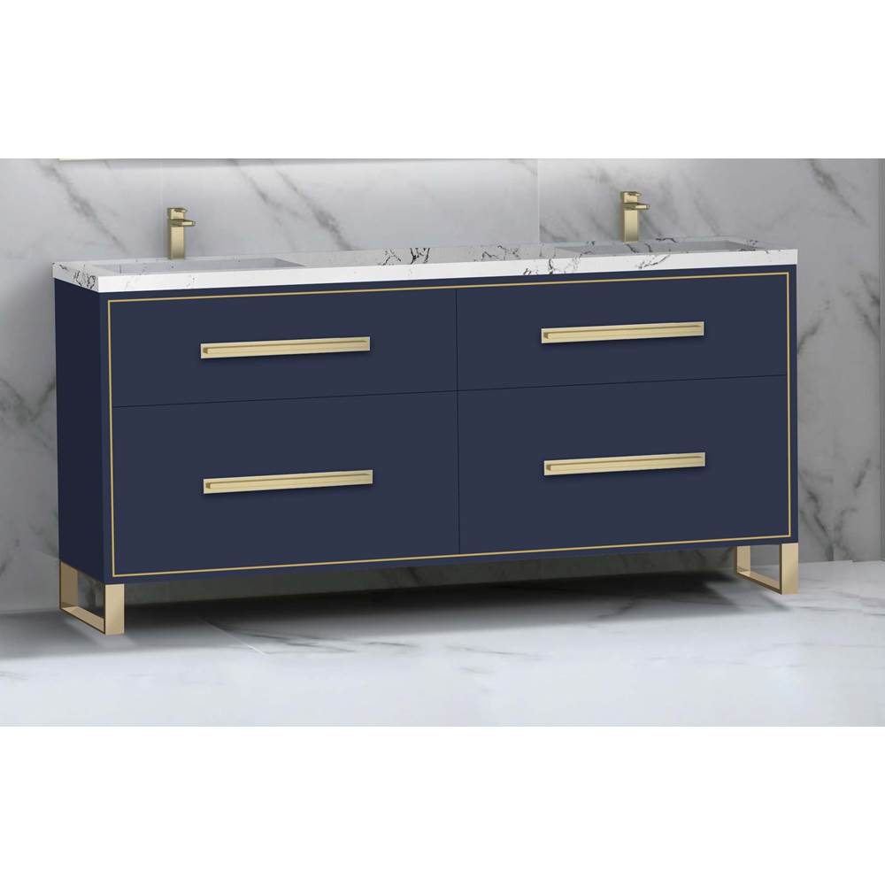 Madeli - Madeli Pinnacle 72'' Free standing Vanity Cabinet in Sapphire/HW: Matte Black(MB) - Sapphire With Matte Black