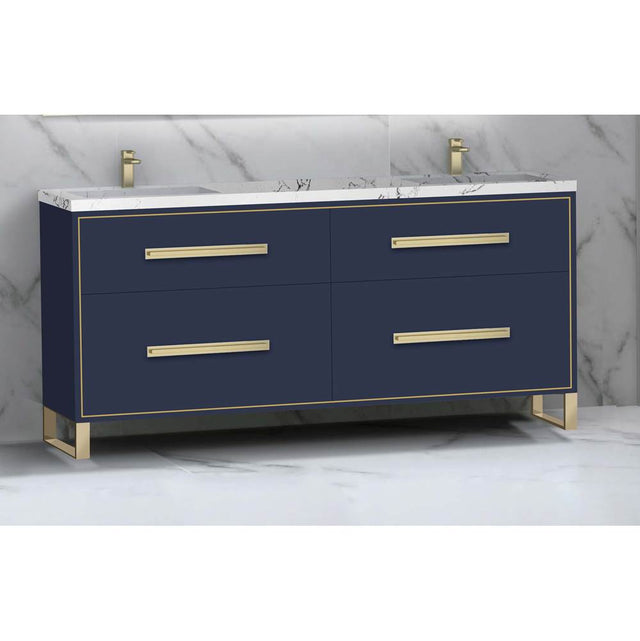 Madeli - Madeli Pinnacle 72'' Free standing Vanity Cabinet in Sapphire/HW: Matte Black(MB) - Sapphire With Matte Black