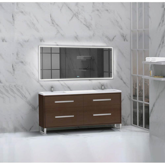 Madeli - Madeli Pinnacle 72'' Free standing Vanity Cabinet in Walnut/HW: Polished Chrome(PC) - Walnut With Polished Chrome