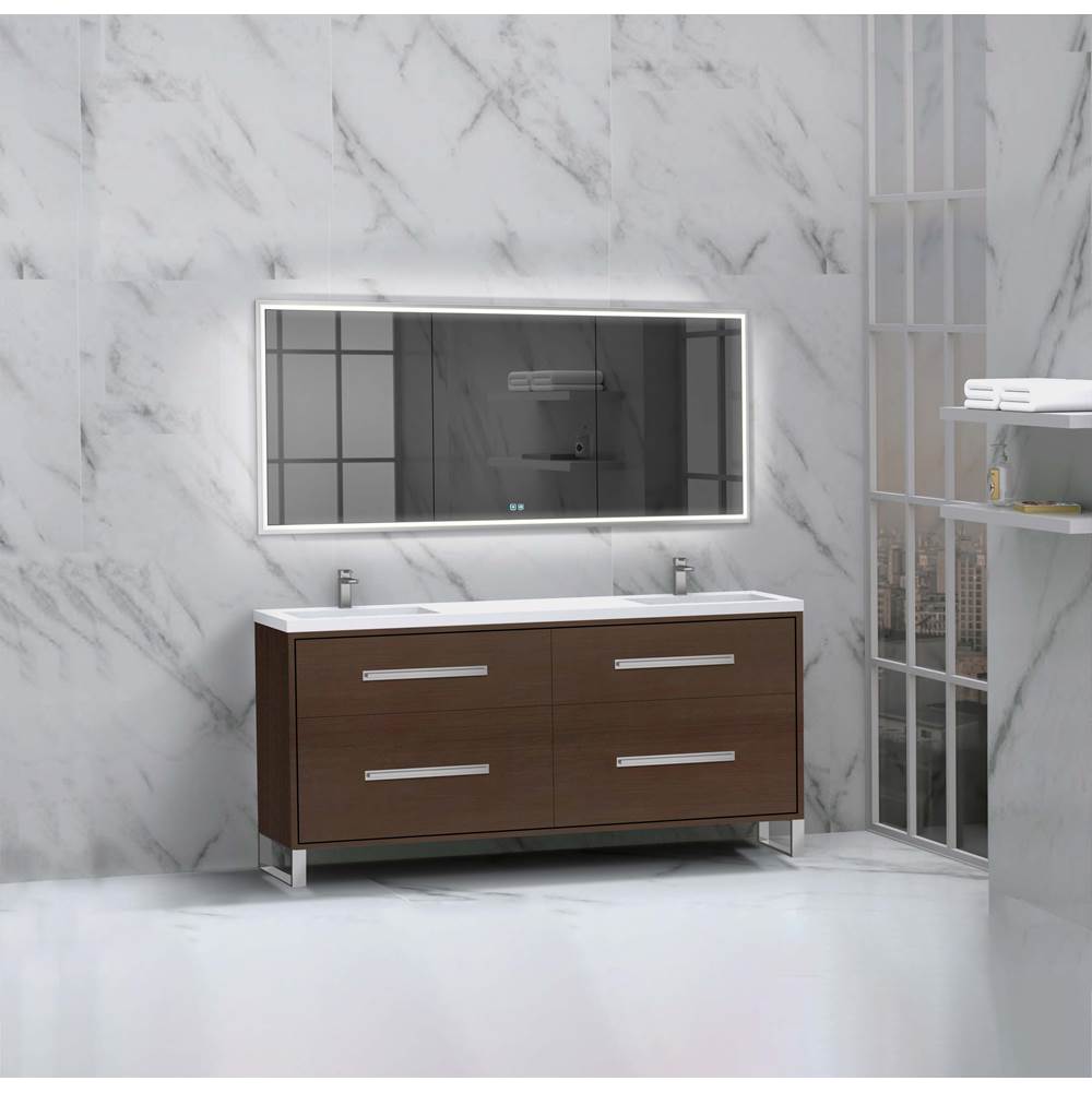 Madeli - Madeli Pinnacle 72'' Free standing Vanity Cabinet in Walnut/HW: Polished Nickel(PN) - Walnut With Polished Nickel