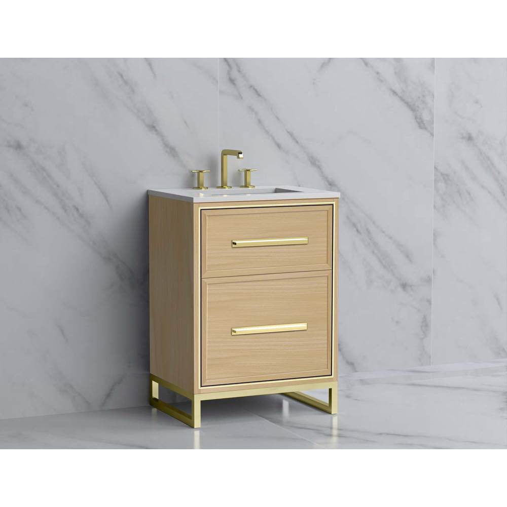 Madeli - Madeli Profile 24'' Free standing Vanity Cabinet in Natural Oak/HW: Handle & Feet Matte Black(MB) - Natural Oak With Matte Black