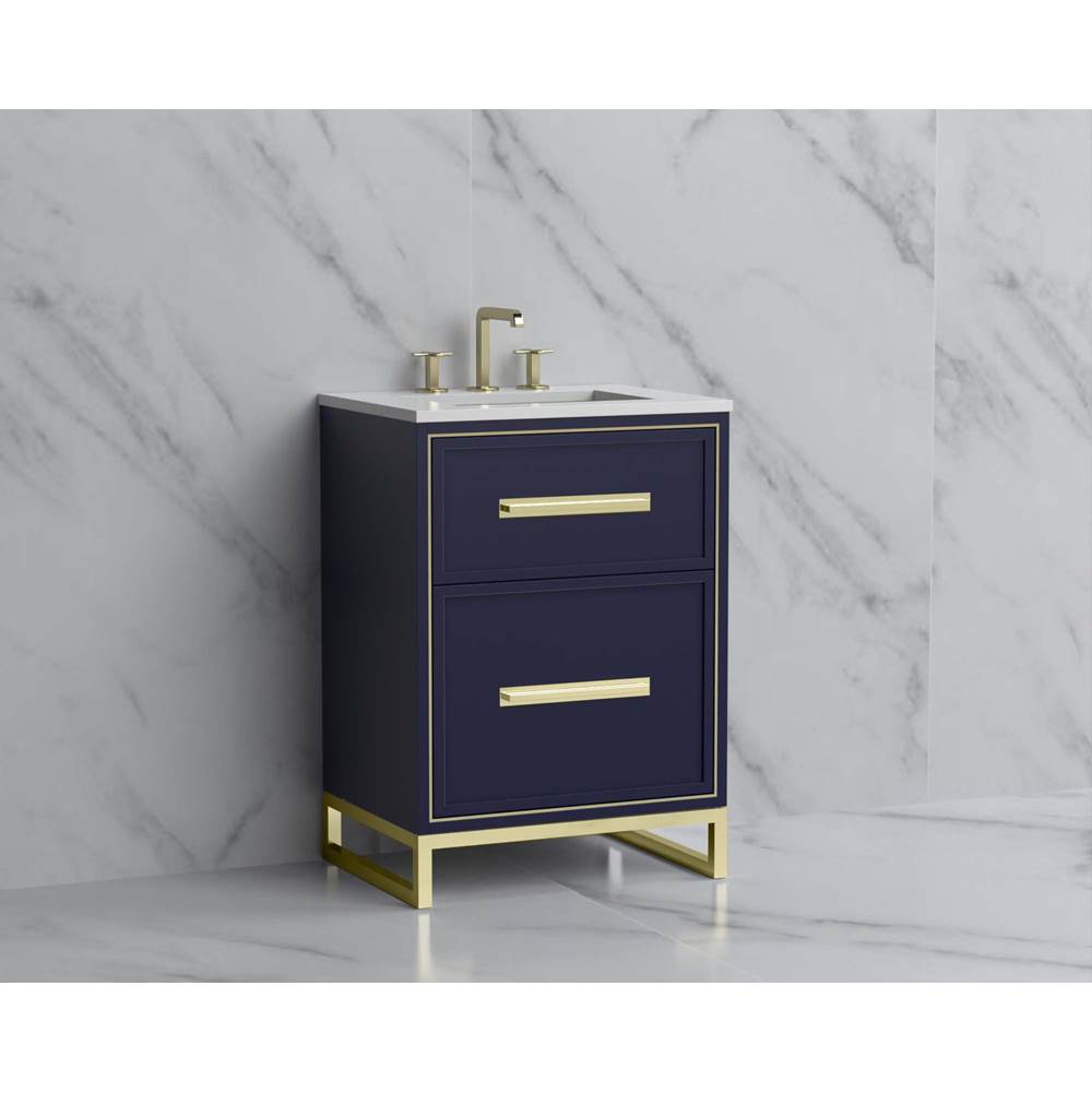 Madeli - Madeli Profile 24'' Free standing Vanity Cabinet in Sapphire/HW: Handle & Feet Matte Black(MB) - Sapphire With Matte Black