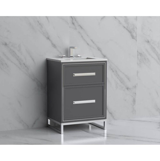 Madeli - Madeli Profile 24'' Free standing Vanity Cabinet in Studio Grey/HW: Handle & Feet Matte Black(MB) - Studio Gray With Matte Black