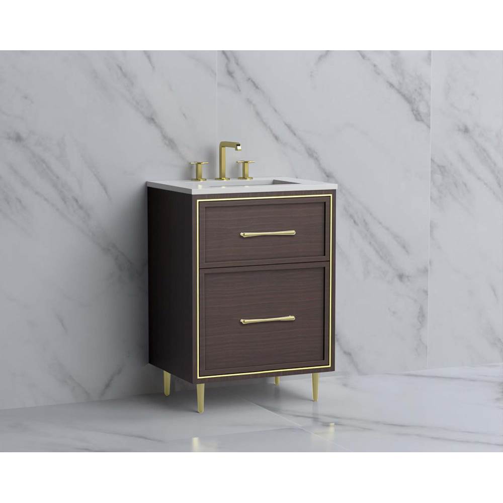 Madeli - Madeli Profile 24'' Free standing Vanity Cabinet in Walnut/HW: Handle & Feet Matte Black(MB) - Walnut With Matte Black