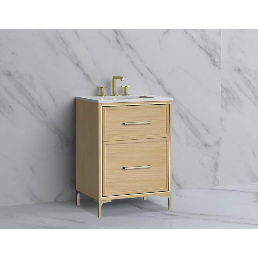 Madeli - Madeli Profile 24'' Free standing Vanity Cabinet in Natural Oak/HW: Handle & Feet Matte Black(MB) - Natural Oak With Matte Black