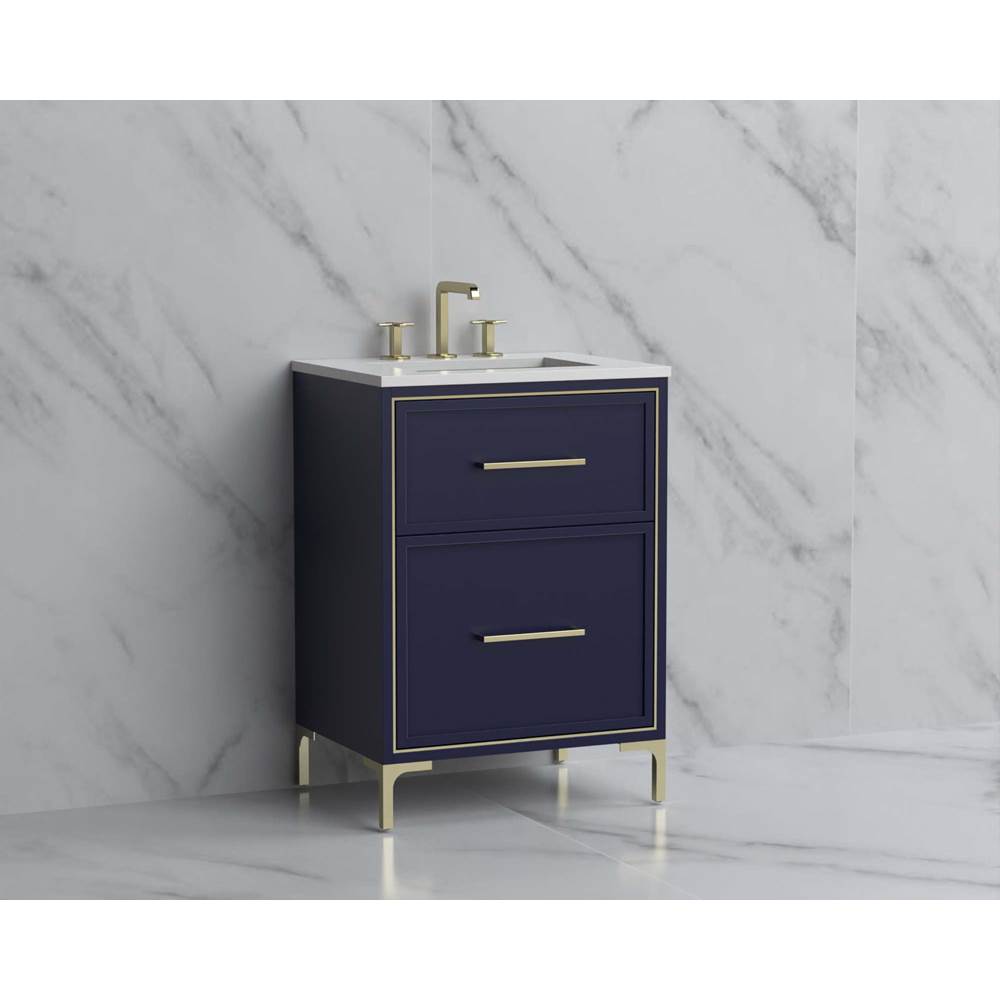 Madeli - Madeli Profile 24'' Free standing Vanity Cabinet in Sapphire/HW: Handle & Feet Polished Chrome(PC) - Sapphire With Polished Chrome