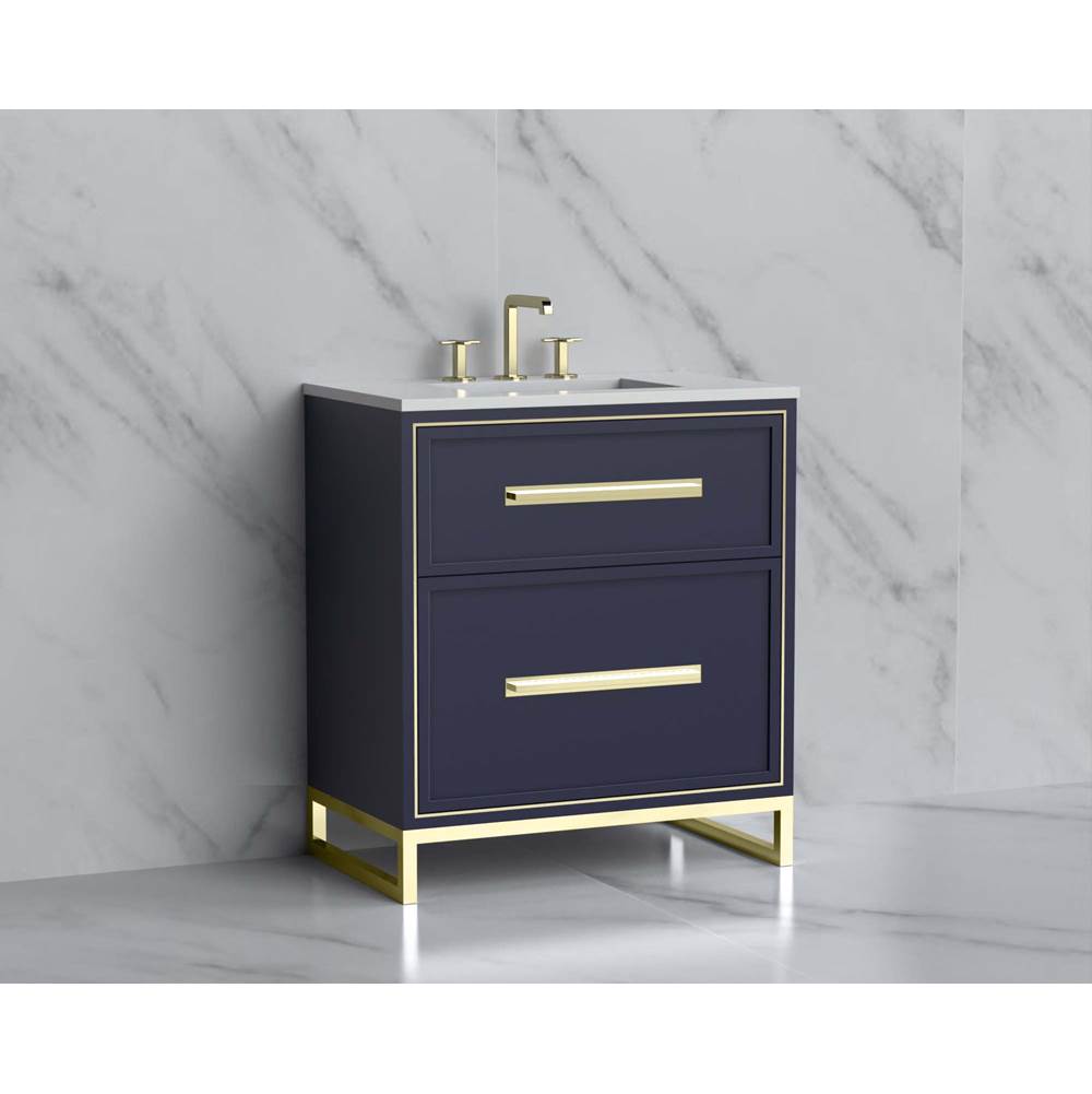 Madeli - Madeli Profile 30'' Free standing Vanity Cabinet in Sapphire/HW: Handle & Feet Brushed Nickel(BN) - Sapphire With Brushed Nickel