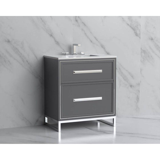 Madeli - Madeli Profile 30'' Free standing Vanity Cabinet in Studio Grey/HW: Handle & Feet Brushed Nickel(BN) - Studio Gray With Brushed Nickel