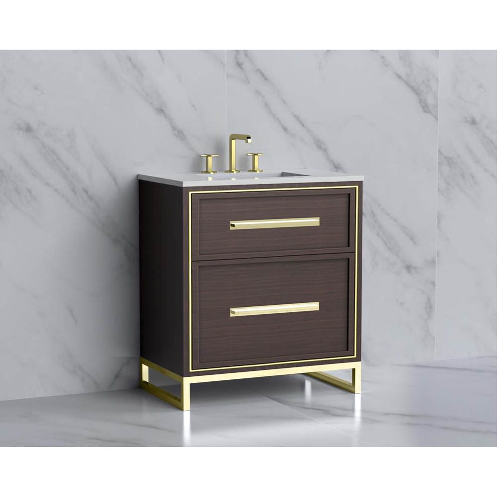 Madeli - Madeli Profile 30'' Free standing Vanity Cabinet in Walnut/HW: Handle & Feet Matte Black(MB) - Walnut With Matte Black