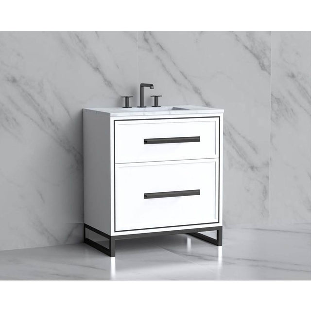 Madeli - Madeli Profile 30'' Free standing Vanity Cabinet in White/HW: Handle & Feet Polished Chrome(PC) - White With Polished Chrome