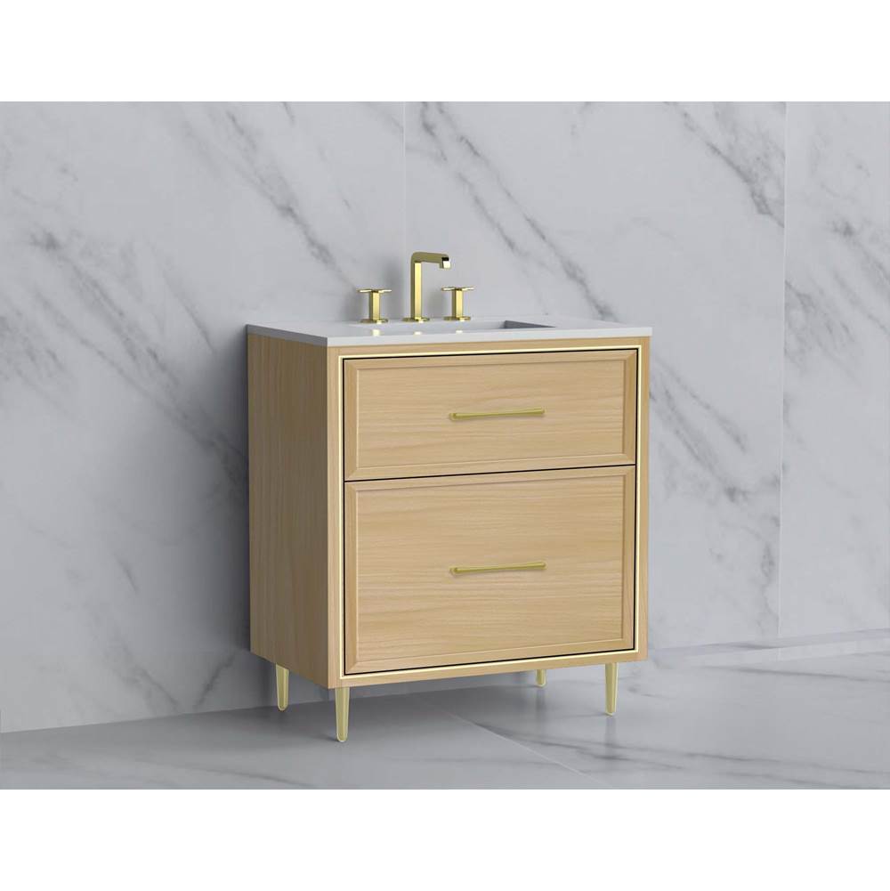 Madeli - Madeli Profile 30'' Free standing Vanity Cabinet in Natural Oak/HW: Handle & Feet Matte Black(MB) - Natural Oak With Matte Black