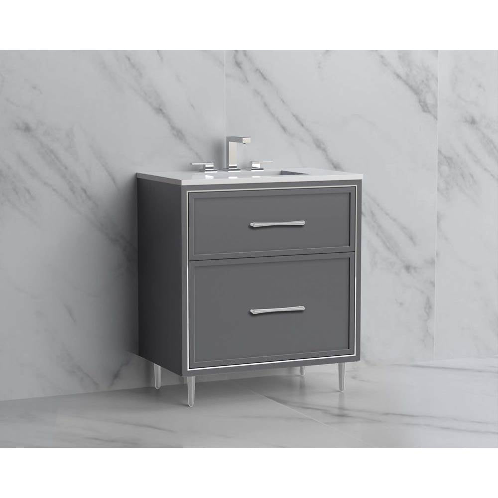 Madeli - Madeli Profile 30'' Free standing Vanity Cabinet in Studio Grey/HW: Handles/Feet in Brushed Nickel(BN) - Studio Gray With Brushed Nickel