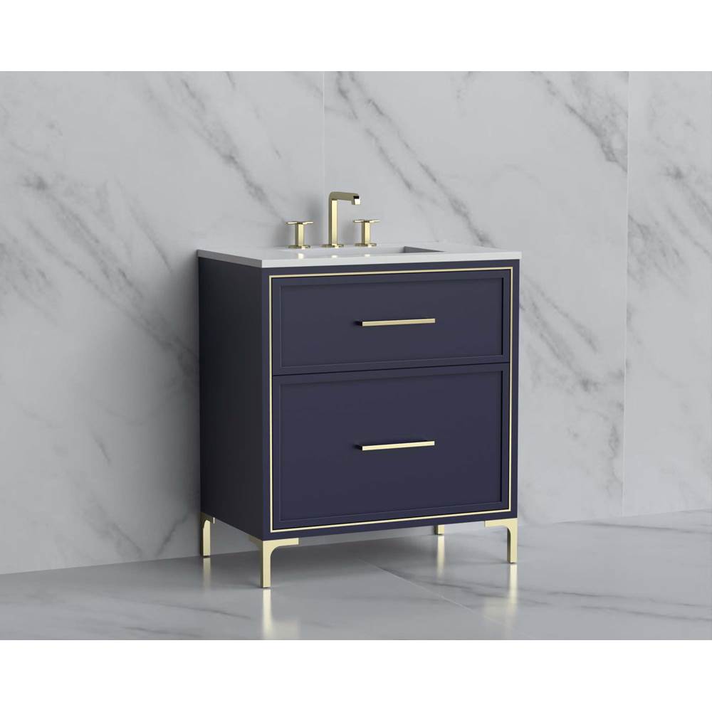 Madeli - Madeli Profile 30'' Free standing Vanity Cabinet in Sapphire/HW: Handle & Feet Matte Black(MB) - Sapphire With Matte Black