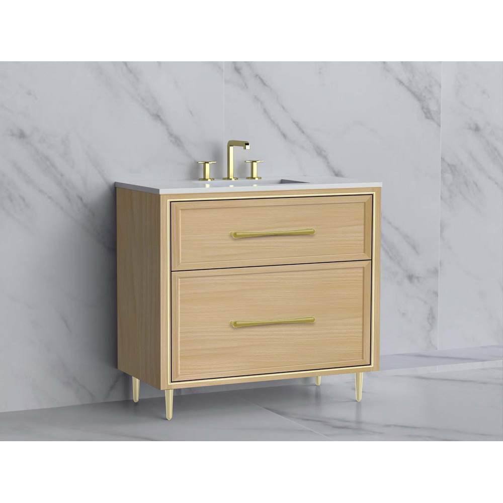 Madeli - Madeli Profile 36'' Free standing Vanity Cabinet in Natural Oak/HW: Handle & Feet Brushed Nickel(BN) - Natural Oak With Brushed Nickel