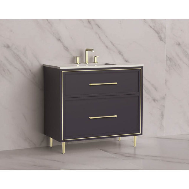 Madeli - Madeli Profile 36'' Free standing Vanity Cabinet in Sapphire/HW: Handle & Feet Matte Black(MB) - Sapphire With Matte Black