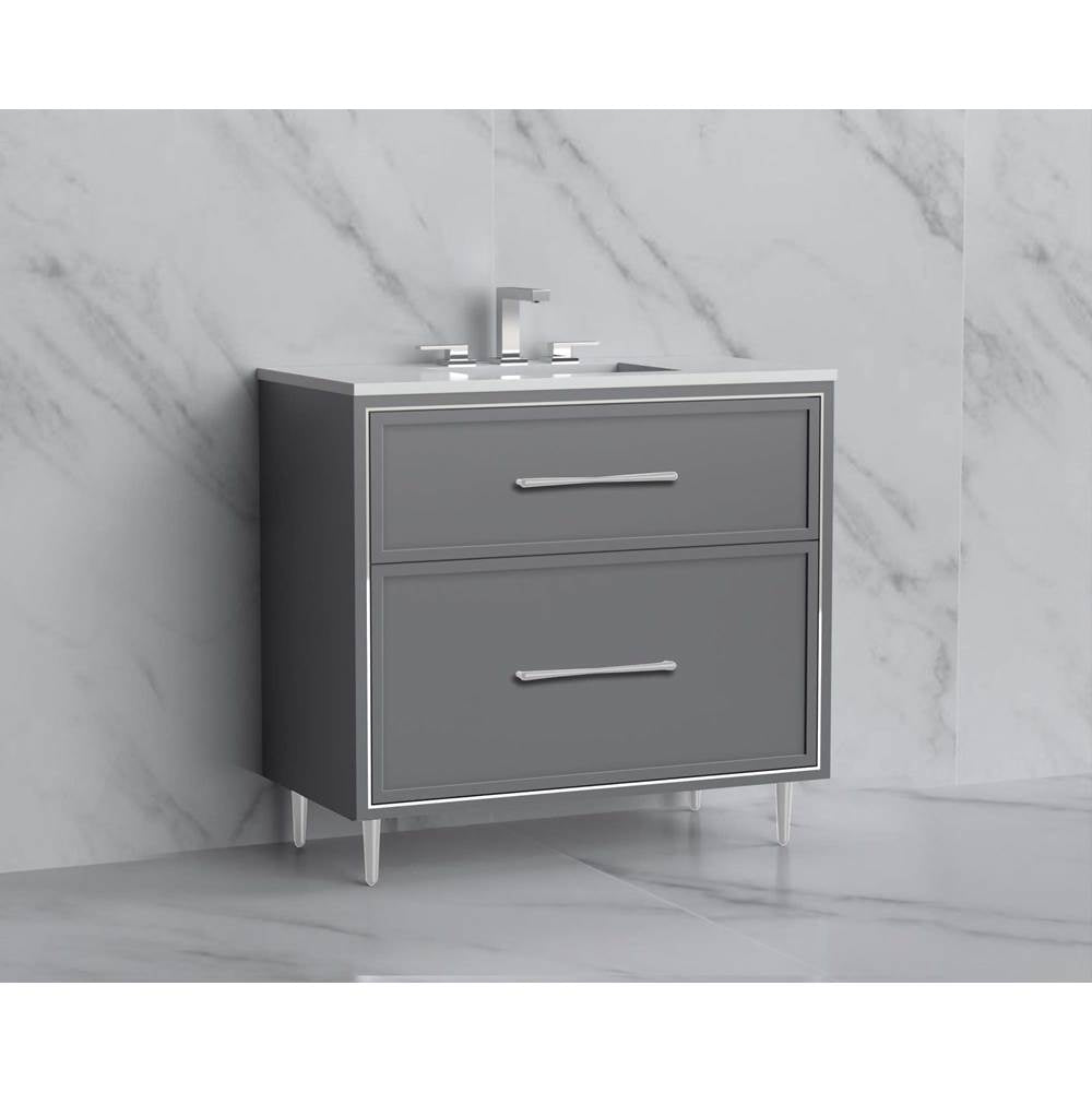 Madeli - Madeli Profile 36'' Free standing Vanity Cabinet in Studio Grey/HW: Handles/Feet in Brushed Nickel(BN) - Studio Gray With Brushed Nickel