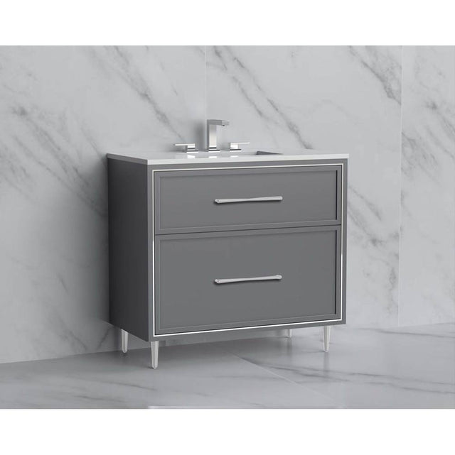 Madeli - Madeli Profile 36'' Free standing Vanity Cabinet in Studio Grey/HW: Handles/Feet in Brushed Nickel(BN) - Studio Gray With Brushed Nickel