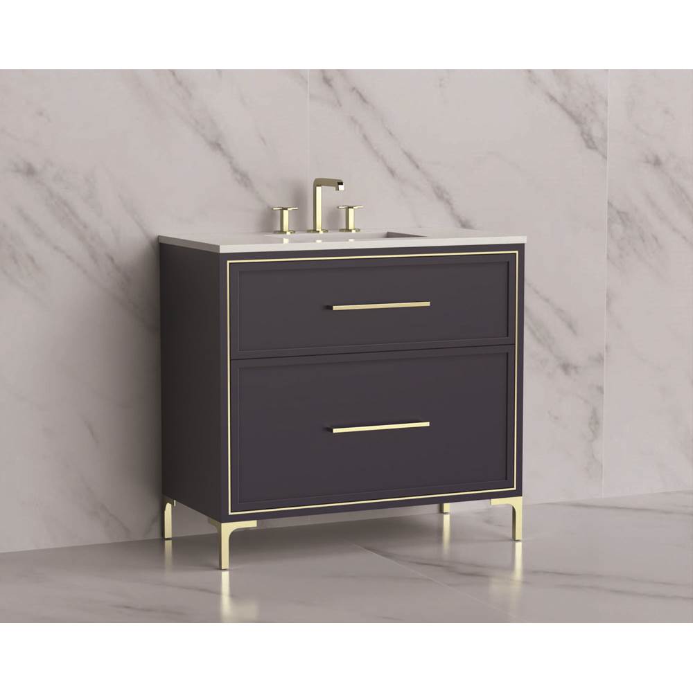 Madeli - Madeli Profile 36'' Free standing Vanity Cabinet in Sapphire/HW: Handle & Feet Polished Chrome(PC) - Sapphire With Polished Chrome