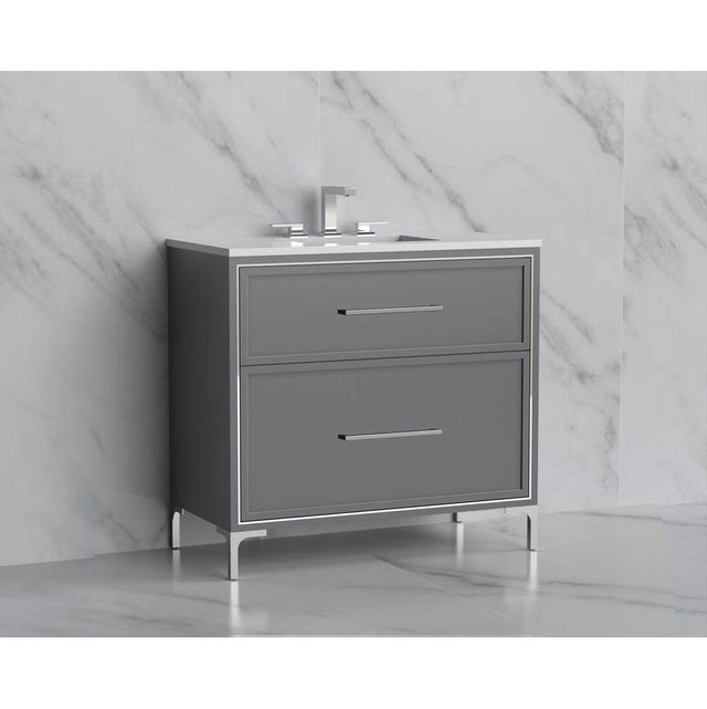 Madeli - Madeli Profile 36'' Free standing Vanity Cabinet in Studio Grey/HW: Handles/Feet in Matte Black(MB) - Studio Gray With Matte Black