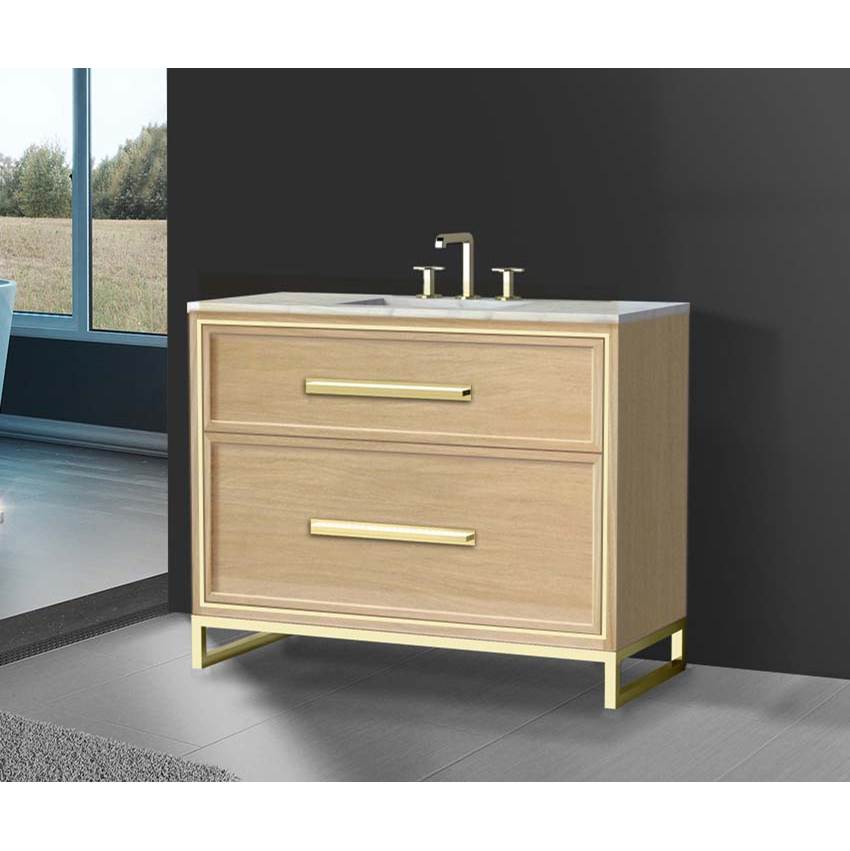 Madeli - Madeli Profile 42'' Free standing Vanity Cabinet in Natural Oak/HW: Handle & Feet Polished Nickel(PN) - Natural Oak With Polished Nickel