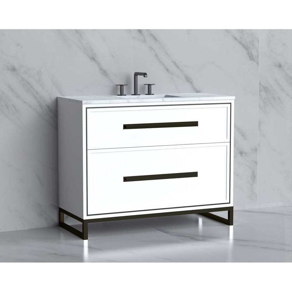 Madeli - Madeli Profile 42'' Free standing Vanity Cabinet in White/HW: Handle & Feet Brushed Nickel(BN) - White With Brushed Nickel