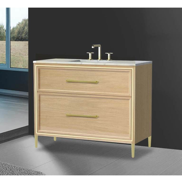 Madeli - Madeli Profile 42'' Free standing Vanity Cabinet in Natural Oak/HW: Handle & Feet Polished Nickel(PN) - Natural Oak With Polished Nickel