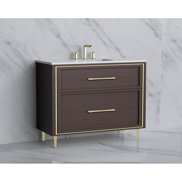 Madeli - Madeli Profile 42'' Free standing Vanity Cabinet in Walnut/HW: Handle & Feet Polished Nickel(PN) - Walnut With Polished Nickel