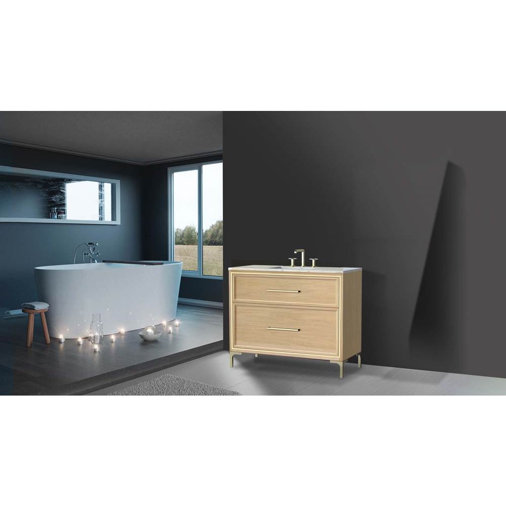 Madeli - Madeli Profile 42'' Free standing Vanity Cabinet in Natural Oak/HW: Handle & Feet Matte Black(MB) - Natural Oak With Matte Black