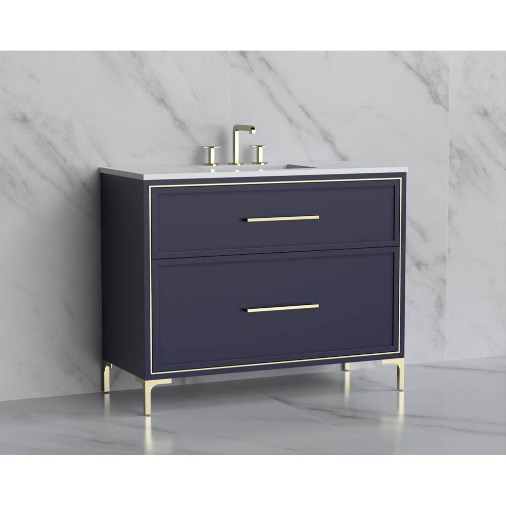 Madeli - Madeli Profile 42'' Free standing Vanity Cabinet in Sapphire/HW: Handle & Feet Polished Chrome(PC) - Sapphire With Polished Chrome