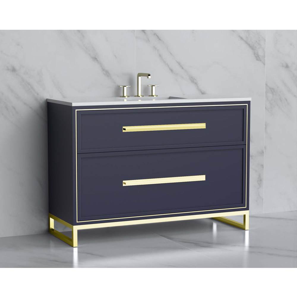 Madeli - Madeli Profile 48C'' Free standing Vanity Cabinet in Sapphire/HW: Handle & Feet Polished Nickel(PN) - Sapphire With Polished Nickel