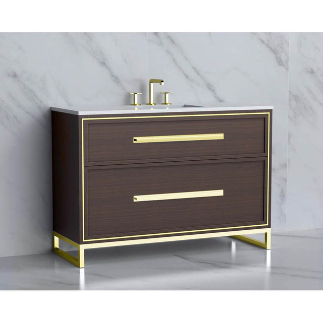 Madeli - Madeli Profile 48C'' Free standing Vanity Cabinet in Walnut/HW: Handle & Feet Brushed Nickel(BN) - Walnut With Brushed Nickel